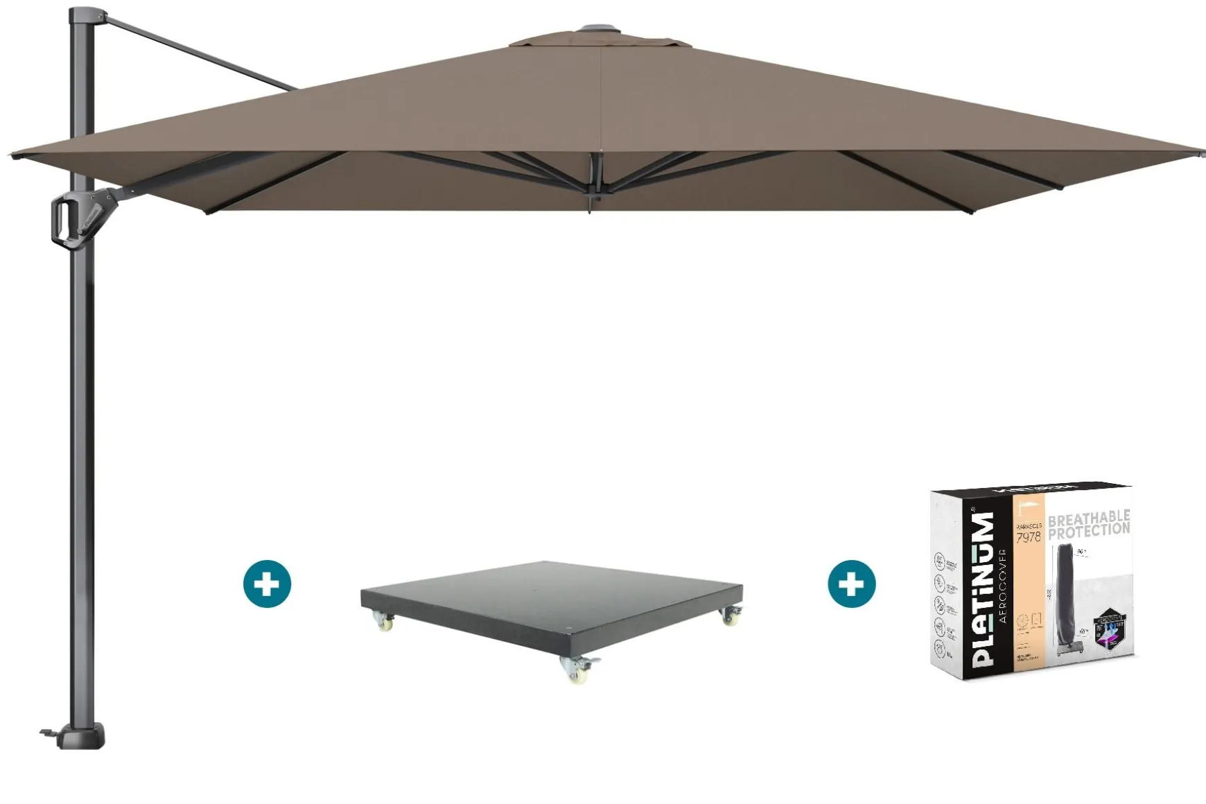 Platinum Challenger Premium T1 3.5x3.5 m - Havanna Taupe met Marbella voet + hoes