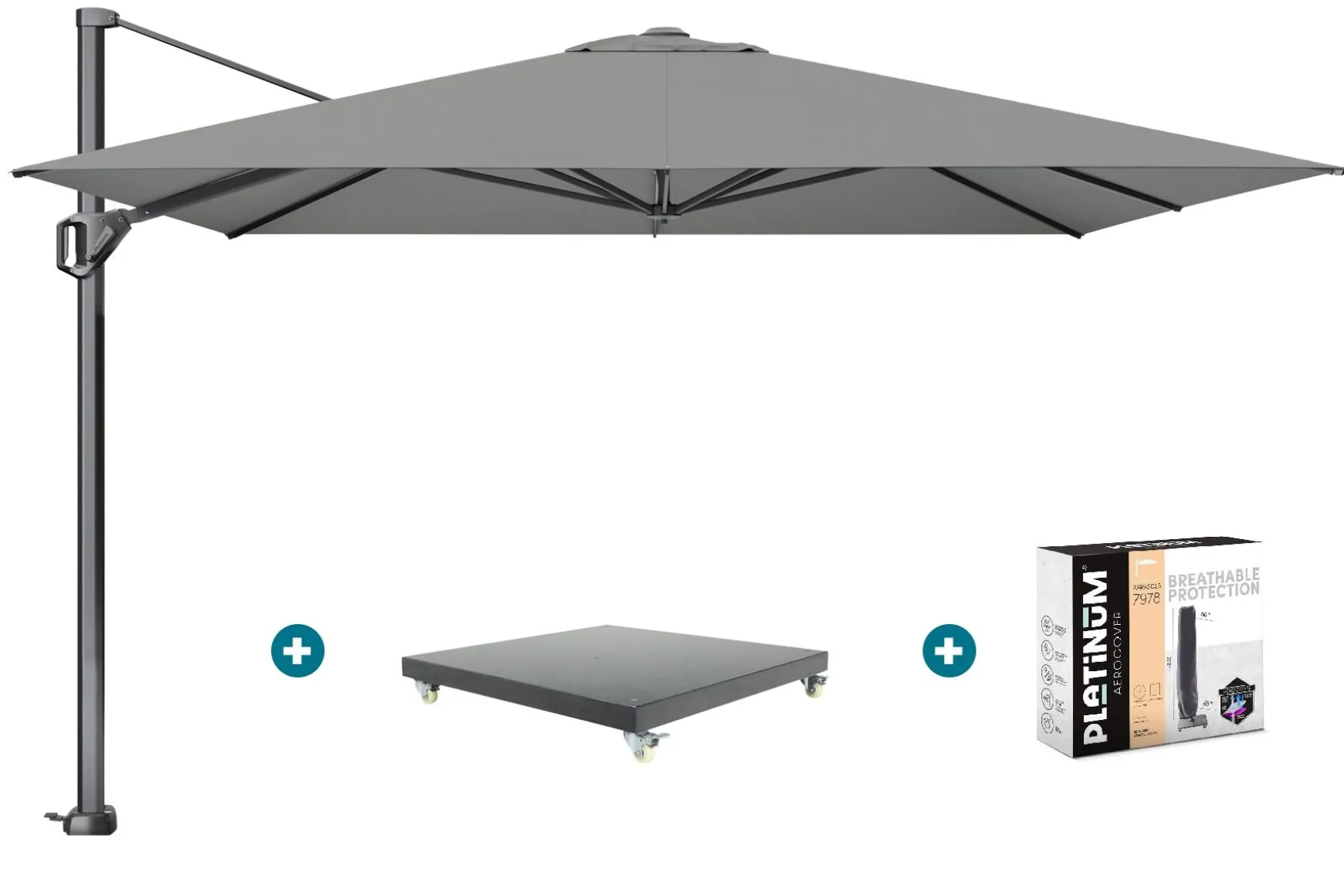 Platinum Challenger Premium T1 3.5x3.5 m - Manhattan Grey met Marbella voet + hoes