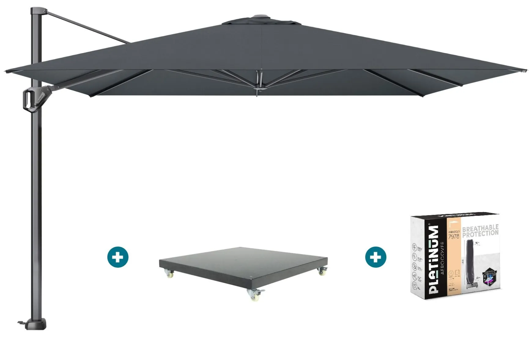 Platinum Challenger Premium T1 3.5x3.5 m - Faded Black met Marbella voet + hoes