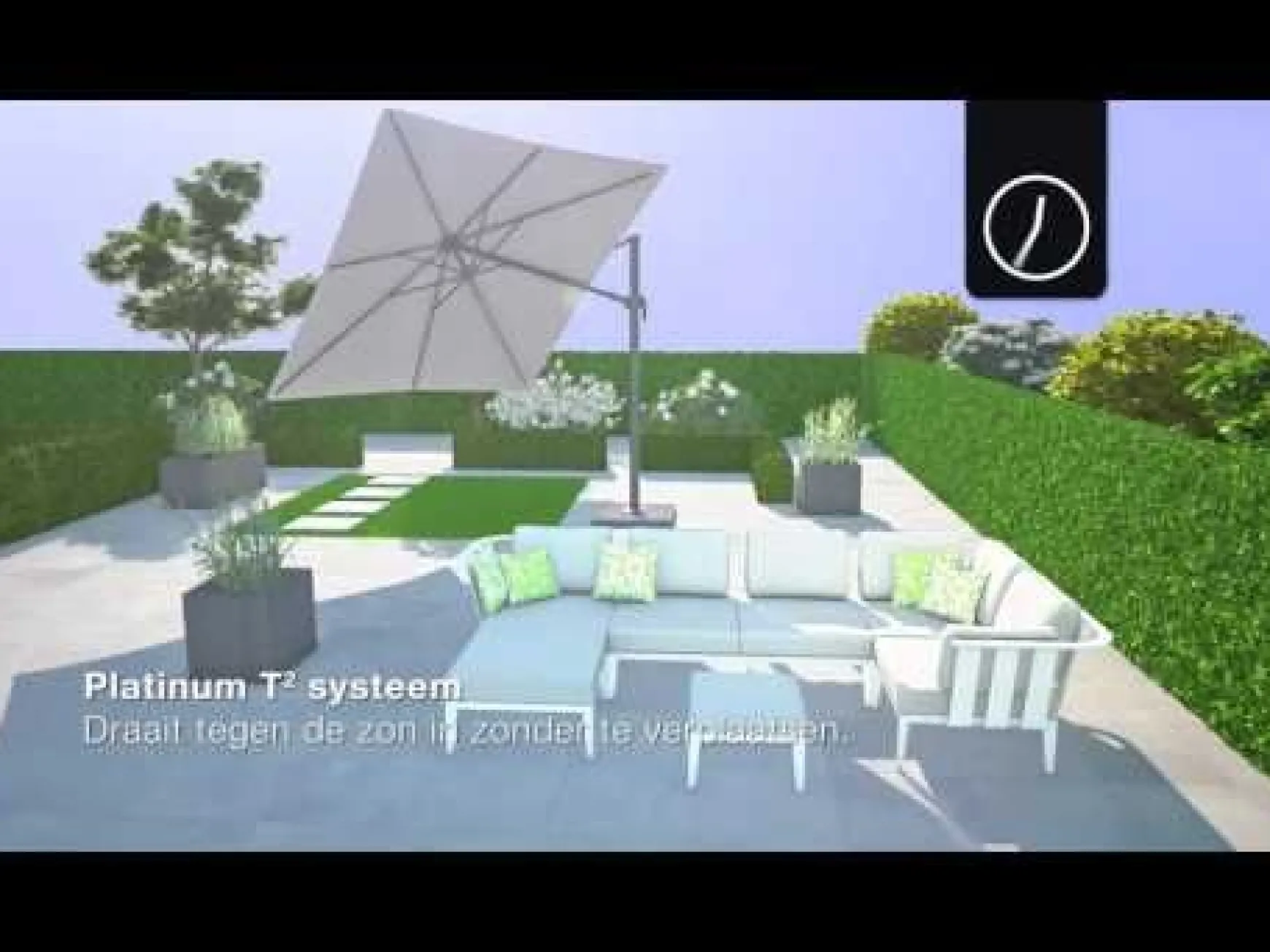 Platinum Challenger rechthoek zweefparasol T2 Premium - 3,5 x 2,6 m. - Havanna