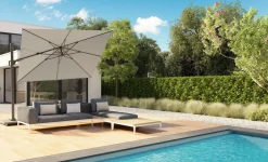 Platinum Challenger rechthoek zweefparasol T2 Premium - 3,5 x 2,6 m. - Havanna