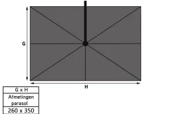 Platinum Challenger rechthoek zweefparasol T2 Premium - 3,5 x 2,6 m. - Havanna