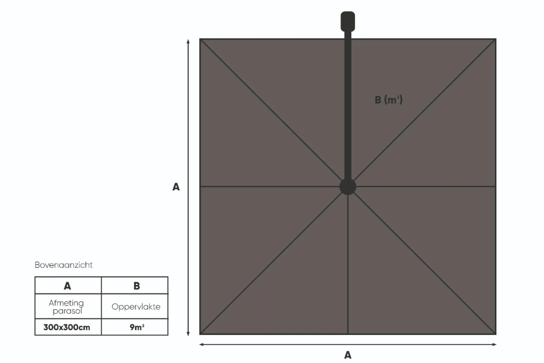 Platinum Challenger T2 zweefparasol premium - 3x3 m. - Champagne