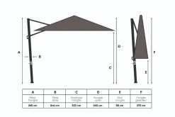 Platinum Challenger T2 zweefparasol premium - 3x3 m. - Champagne
