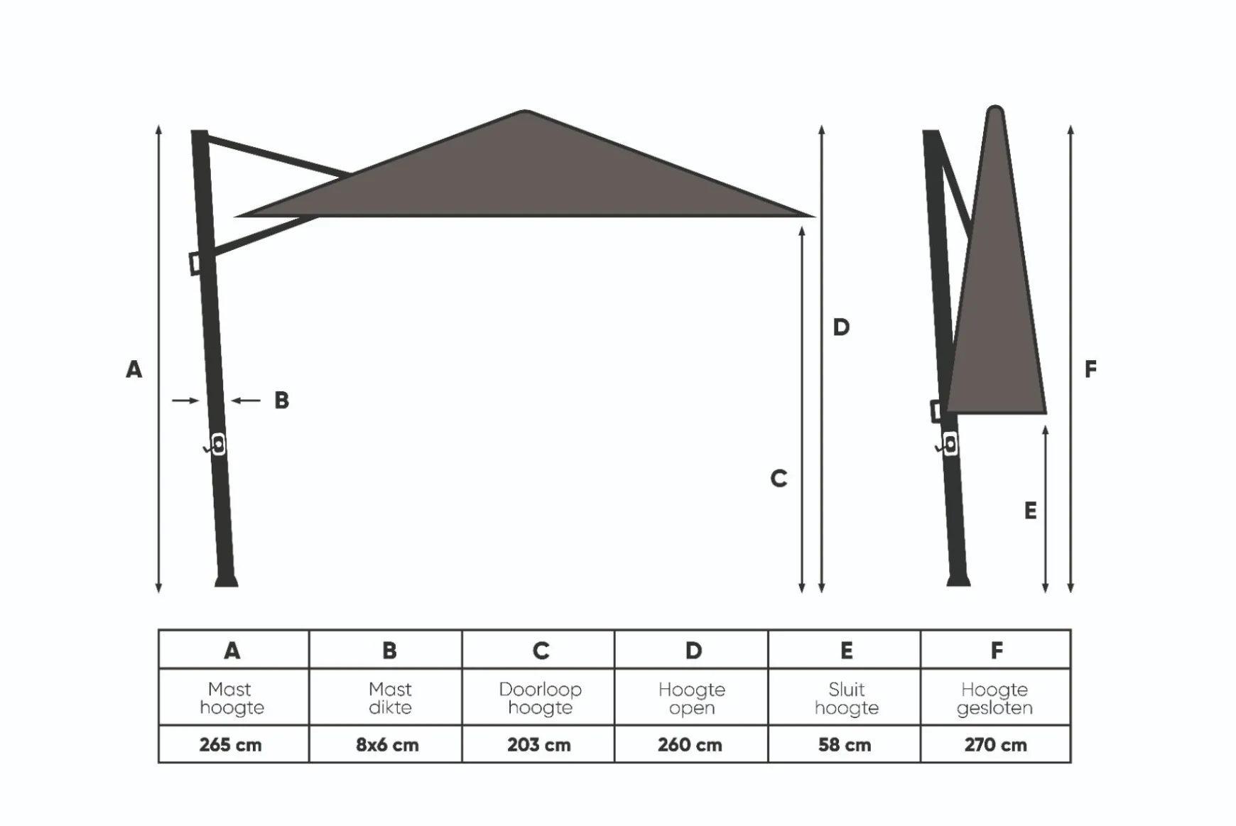 Platinum Challenger T2 zweefparasol premium - 3x3 m. - Champagne