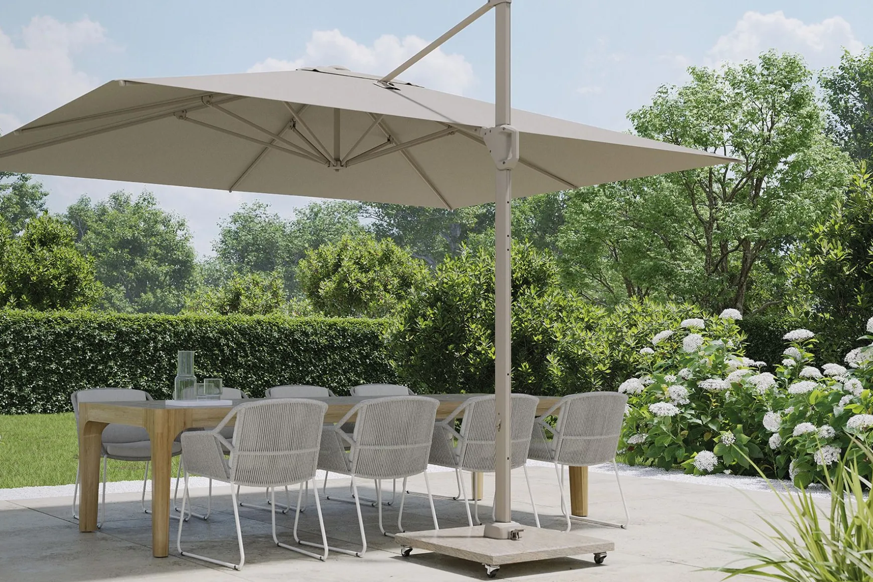 Platinum Challenger Zweefparasol T1 Premium 4x3 m. - Champagne - Sandstone