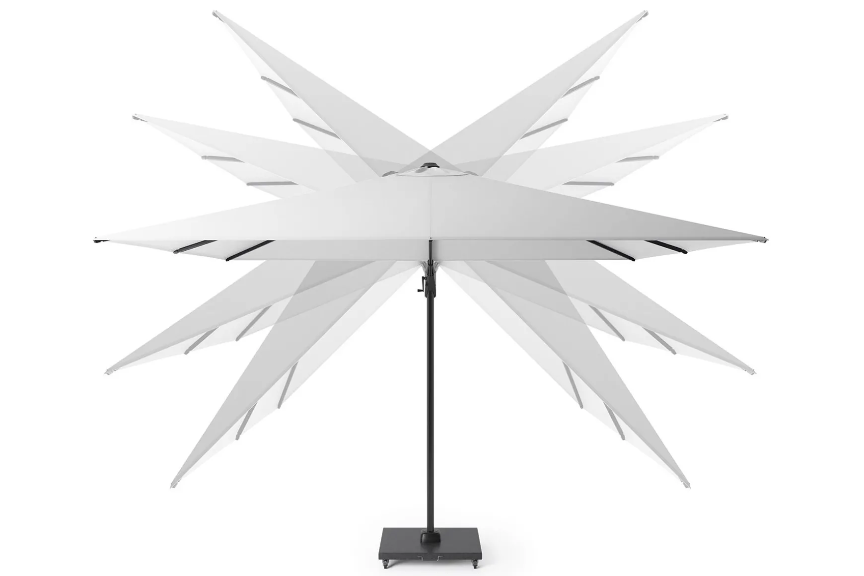 Platinum Challenger Zweefparasol T2 Premium Glow 3x3 m. - Havana Taupe - Met verlichting