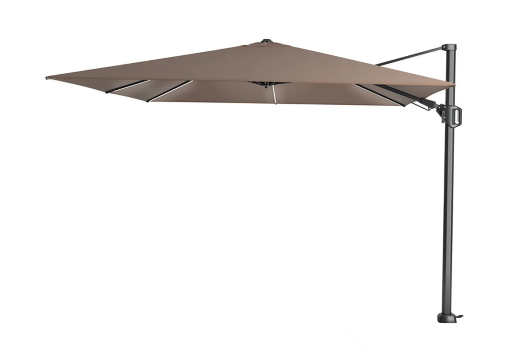 Platinum Challenger Zweefparasol T2 Premium Glow 3x3 m. - Havana Taupe - Met verlichting