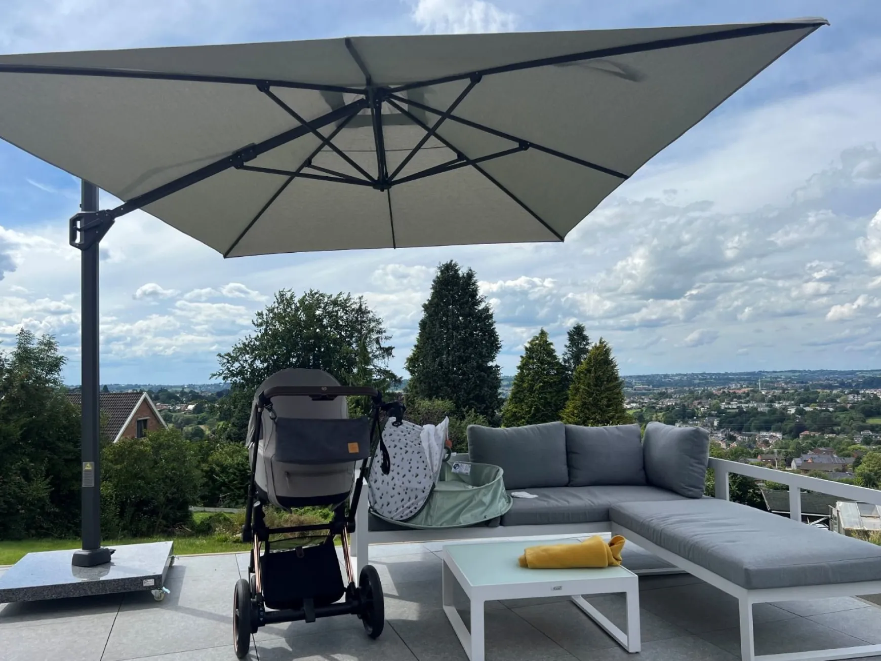 Platinum Challenger zweefparasol T1 Premium 4x3 m. - Manhattan Grey