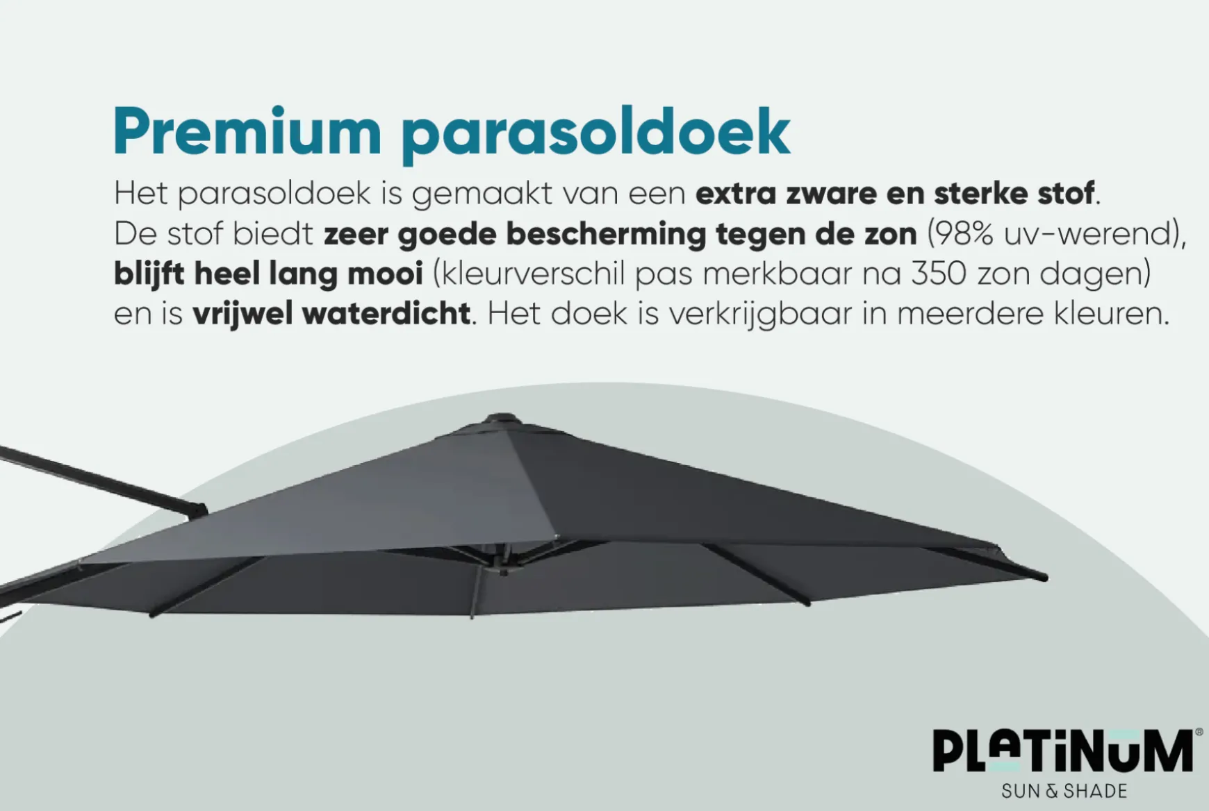Platinum Challenger Zweefparasol T2 premium - 3,5 m. rond Havana taupe
