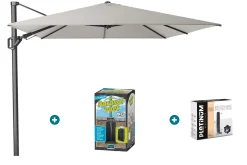 Platinum Challenger zweefparasol T2 Premium - 3,5x2,6 m. - Manhattan met ingraafvoet en hoes