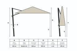 Platinum Challenger Zweefparasol T1 Premium 4x3 m. - Champagne