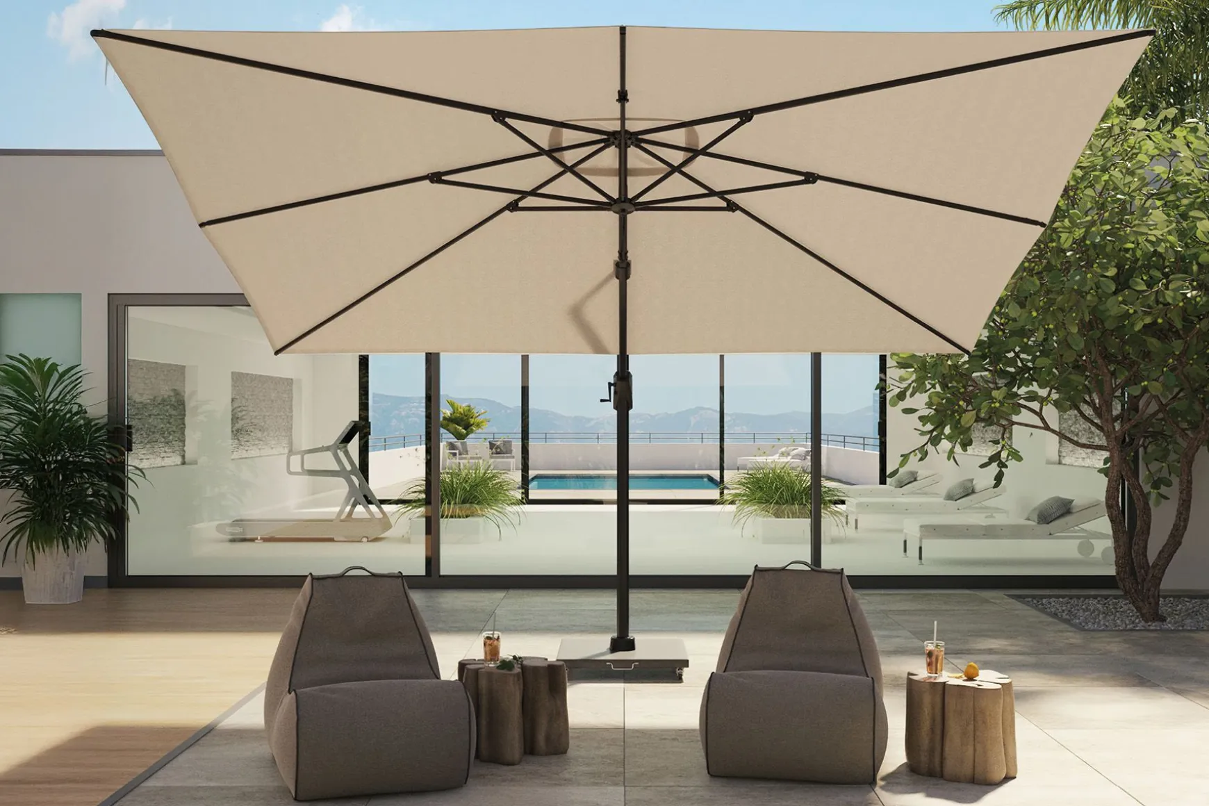Platinum Challenger Zweefparasol T1 Premium 4x3 m. - Champagne