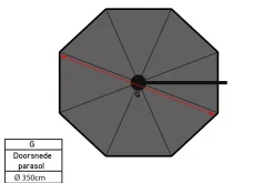 Platinum Challenger Zweefparasol T2 premium - 3,5 m. rond - Champagne Teak