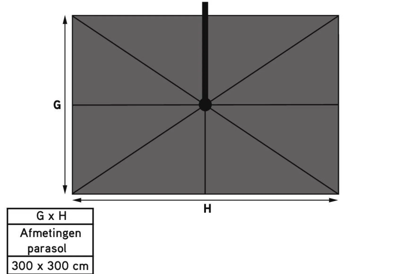 Platinum Challenger zweefparasol T2 - 3x3 m. - Antraciet - met ingraafvoet en hoes