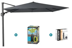 Platinum Challenger zweefparasol T2 - 3x3 m. - Antraciet - met ingraafvoet en hoes