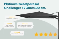 Platinum Challenger zweefparasol T2 - 3x3 m. - Taupe - met ingraafvoet en hoes