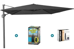 Platinum Challenger zweefparasol T1 Premium 4x3 m. - Faded Black - met ingraafvoet en hoes