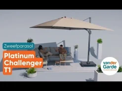 Platinum Challenger zweefparasol T1 Premium 4x3 m. - Havana Taupe - met ingraafvoet en hoes