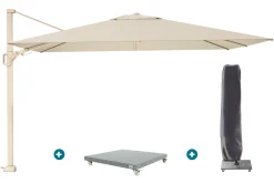 Platinum Challenger zweefparasol Premium T2 2,6x3,5 m - Sand Champagne met voet en hoes