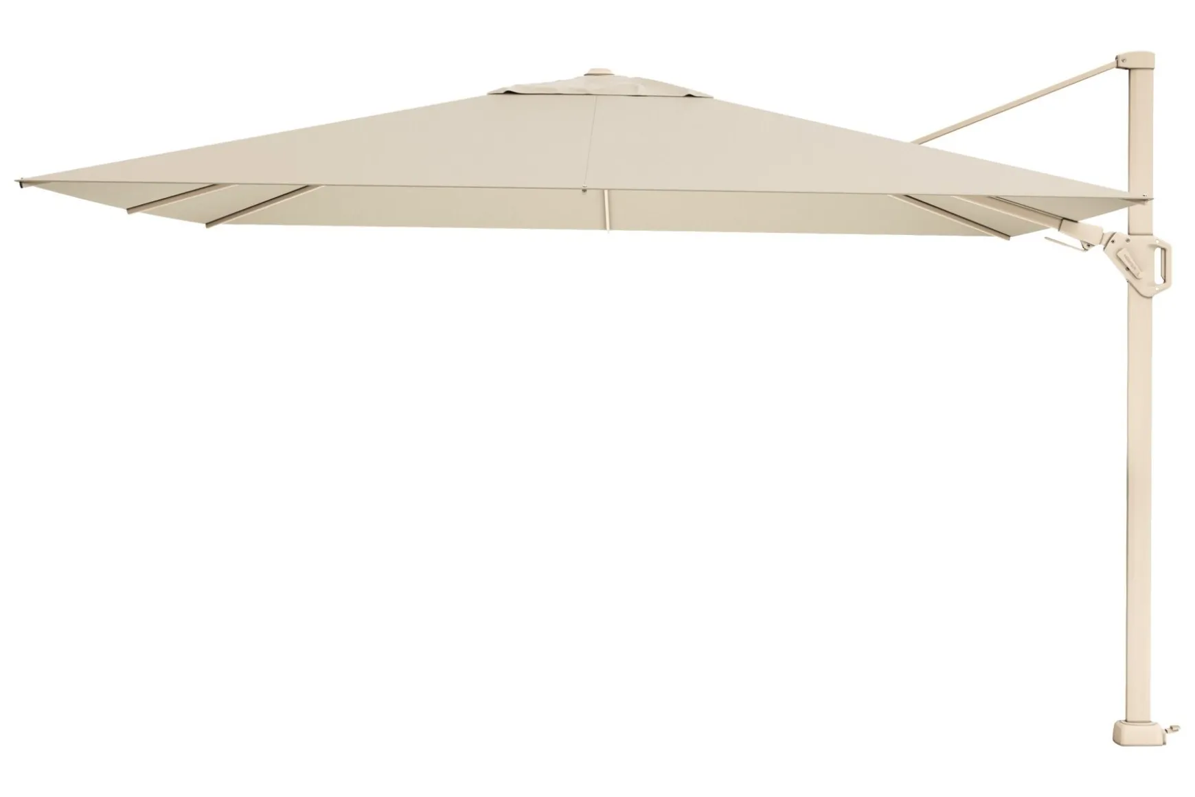 Platinum Challenger zweefparasol Premium T2 2,6x3,5 m - Sand Champagne met voet en hoes