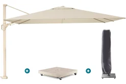 Platinum Challenger zweefparasol Premium T2 2,6x3,5 m - Sand Champagne met vulbare voet en hoes