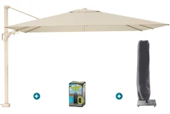 Platinum Challenger zweefparasol Premium T2 2,6x3,5 m - Sand Champagne met ingraafvoet en hoes