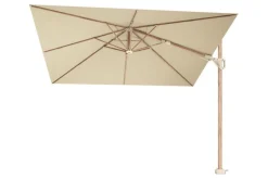 Platinum Challenger zweefparasol Premium T2 champagne teak met vulbare parasolvoet en hoes