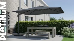 Platinum Challenger zweefparasol Premium T2 2,6x3,5 m - Faded Black met voet en hoes