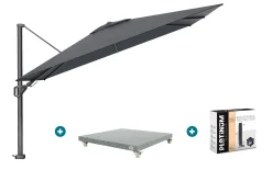 Platinum Challenger zweefparasol Premium T2 2,6x3,5 m - Faded Black met voet en hoes