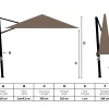 Platinum Challenger Zweefparasol T2 Premium Glow 3x3 m. - Havana Taupe met voet en hoes
