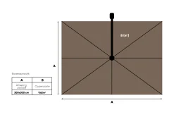 Platinum Challenger Zweefparasol T2 Premium Glow 3x3 m. - Havana Taupe met voet en hoes