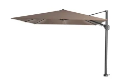 Platinum Challenger Zweefparasol T2 Premium Glow 3x3 m. - Havana Taupe met voet en hoes