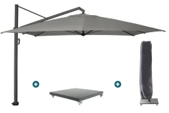 Platinum Icon T1 Zweefparasol - 4x3m. - Manhattan Grey met verzwaarde voet en hoes