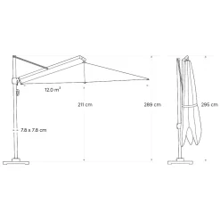 Platinum Icon T1 Zweefparasol - 4x3m. - Havanna taupe met verzwaarde voet en hoes