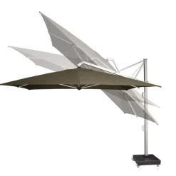 Platinum Icon T1 Zweefparasol - 4x3m. - Havanna taupe met verzwaarde voet en hoes