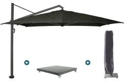 Platinum Icon T1 Zweefparasol - 4x3m. - Faded Black met verzwaarde voet en hoes