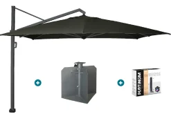 Platinum Icon T1 Zweefparasol - 4x3m. - Faded Black met ingraafvoet en hoes
