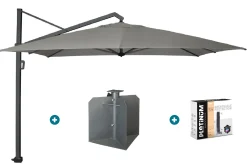Platinum Icon T1 Zweefparasol - 4x3m. - Manhattan Grey met ingraafvoet en hoes