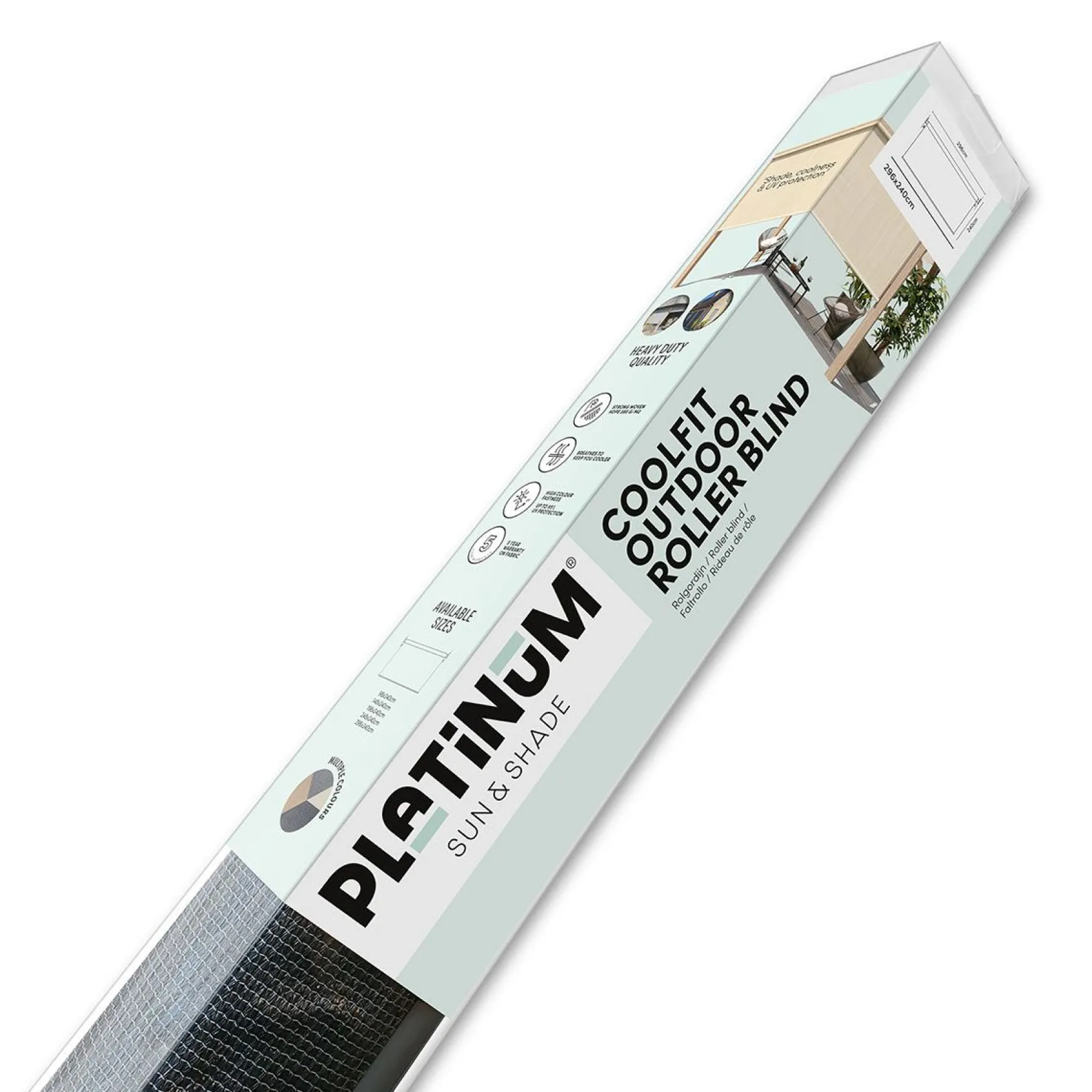 Platinum Nesling Coolfit rolgordijn 296x240 cm. - Antraciet