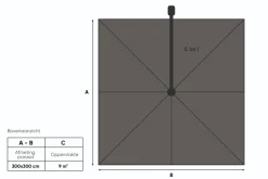 Platinum Nexus T2 zweefparasol 3x3 m. - Havanna taupe - met Marbella voet en hoes
