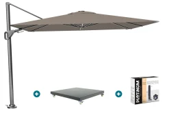 Platinum Nexus T2 zweefparasol 3x3 m. - Havanna taupe - met Marbella voet en hoes