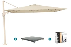 Platinum Nexus T2 zweefparasol 3x3 m. - Champagne sandstone - met Marbella voet en hoes