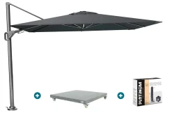 Platinum Nexus T2 zweefparasol 3x3 m. - Faded black - met Madrid voet en hoes