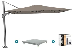 Platinum Nexus T2 zweefparasol 3x3 m. - Havanna taupe - met Madrid voet en hoes