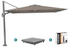 Platinum Nexus T2 zweefparasol 3x3 m. - Havanna taupe - met vulbare voet en hoes