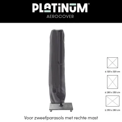 Platinum Nexus T2 zweefparasol 3x3 m. - Champagne sandstone - met vulbare voet en hoes