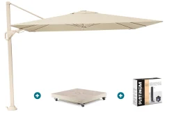 Platinum Nexus T2 zweefparasol 3x3 m. - Champagne sandstone - met vulbare voet en hoes