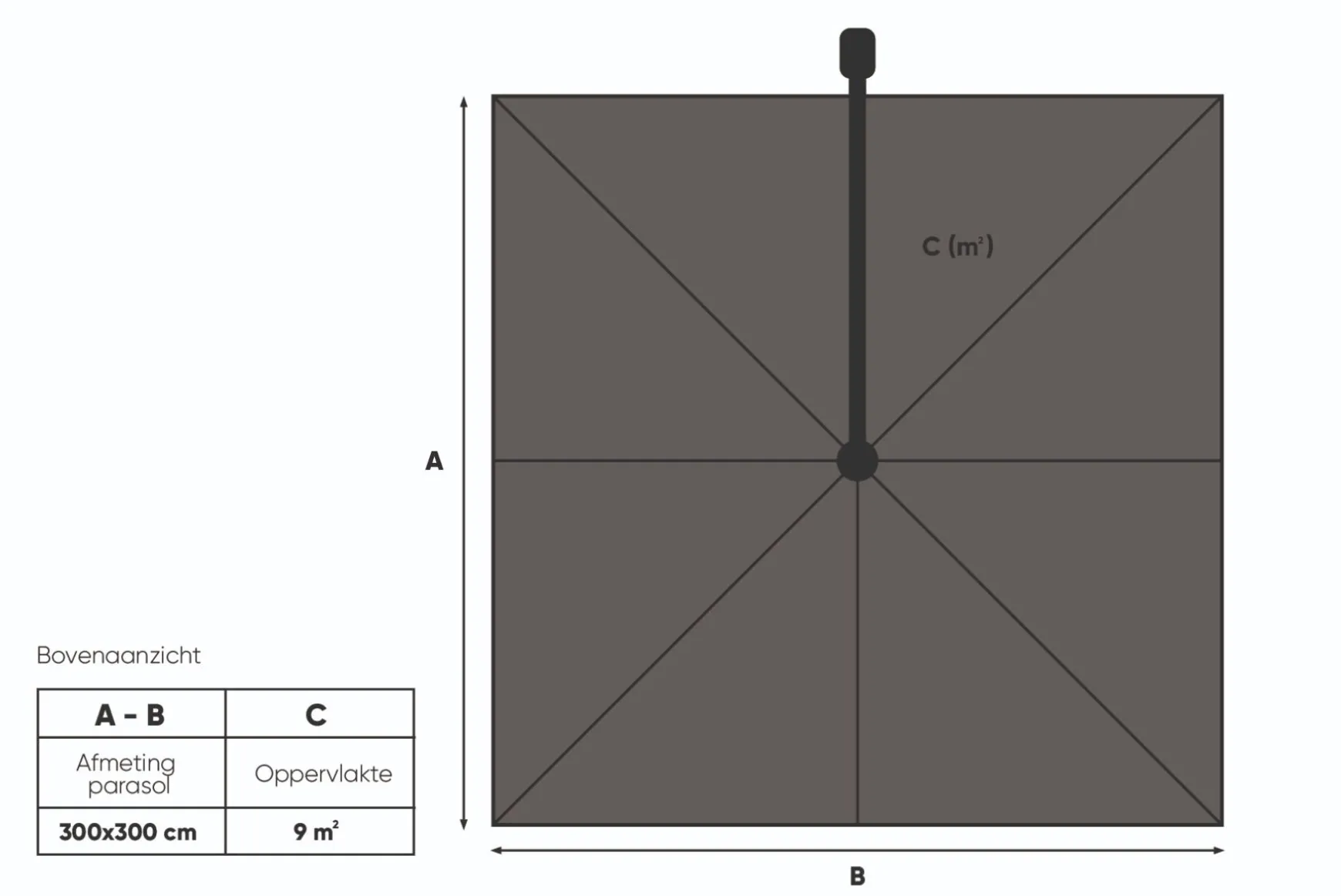Platinum Nexus T2 zweefparasol 3x3 m. - Champagne sandstone - met vulbare voet en hoes