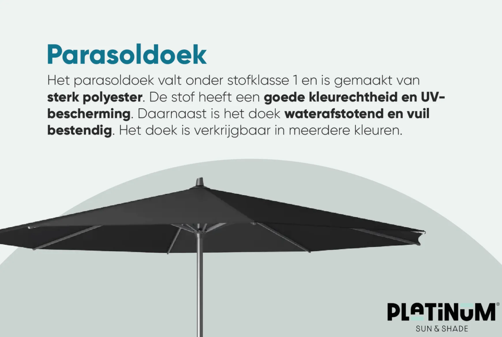 Platinum Riva stokparasol 3,5 m. rond - Taupe